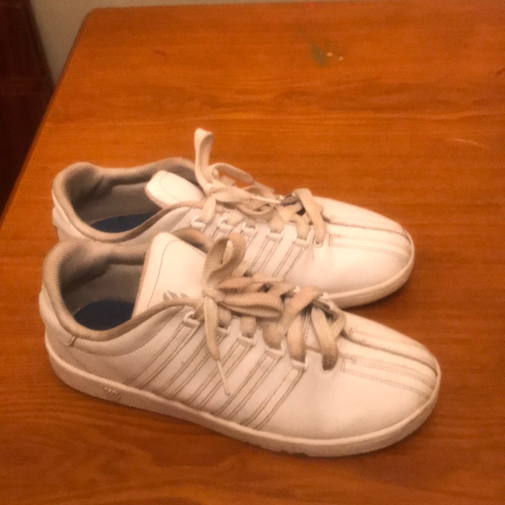 Some all white k Swiss
